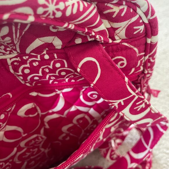Vera Bradley Quilted Backpack in Hot Pink Twirly Birds Pattern - 12x9" - Picture 4 of 6